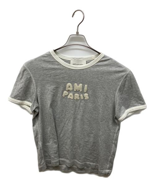 AMI Alexandre Mattiussi（アミアレクサンドルマテュッシ）AMI Alexandre Mattiussi (アミアレクサンドルマテュッシ) ニットパッチロゴTシャツ グレー サイズ:Sの古着・服飾アイテム