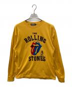 Hysteric Glamourヒステリックグラマー）の古着「THE ROLLING STONES/HYSTERIC&STEEL WHEELS Tシャツ　ザ・ローリング・ストーンズ / ヒステリック・アンド・スティール・ホイールズ　ロングスリーブカットソー」｜イエロー