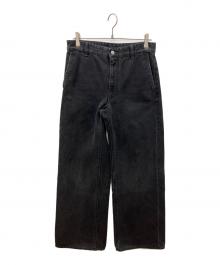 MM6 Maison Margiela（エムエムシックスメゾンマルジェラ）の古着「ブラックデニム・ストレートジーンズ デニムパンツ」｜ブラック
