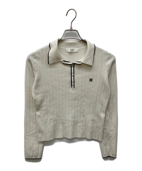 HER LIP TO（ハーリップトゥ）Her lip to (ハーリップトゥ) Pique Polo Knit Top ホワイト サイズ:FREEの古着・服飾アイテム