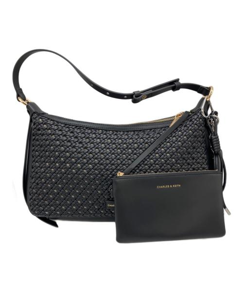 CHARLES & KEITH（チャールズアンドキース）CHARLES & KEITH (チャールズアンドキース) Calla カルラ ウーブン ショルダーバッグ ブラックの古着・服飾アイテム