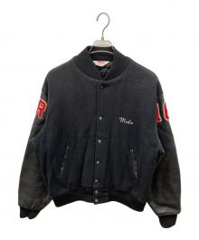 EMPIRE（エンパイア）の古着「ヴィンテージレザー切り替えスタジャン」｜ブラック