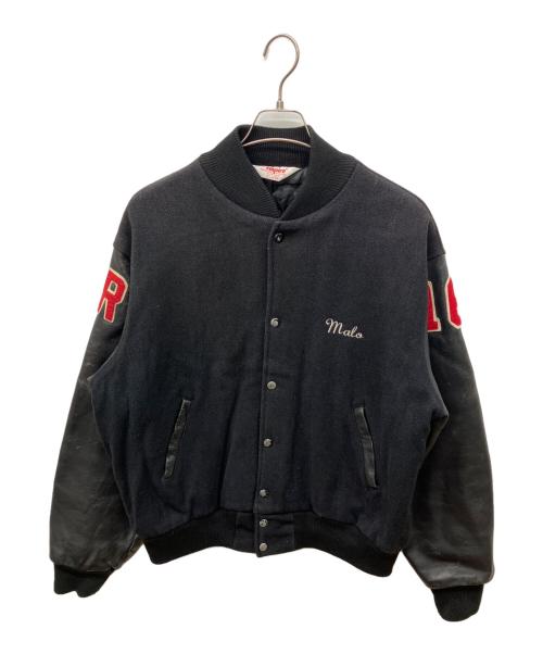 EMPIRE（エンパイア）EMPIRE (エンパイア) ヴィンテージレザー切り替えスタジャン ブラック サイズ:XLの古着・服飾アイテム
