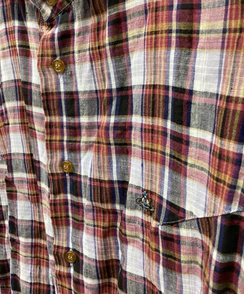 Vivienne Westwood man（ヴィヴィアン ウェストウッド マン）Vivienne Westwood man (ヴィヴィアン ウェストウッド マン) チェックリネンシャツ レッド サイズ:48の古着・服飾アイテム