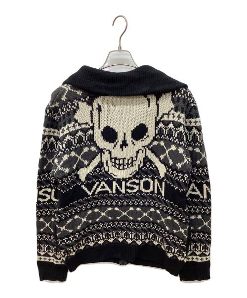 VANSON（バンソン）VANSON (バンソン) スカルデザイン カーディガン ブラック サイズ:L 未使用品の古着・服飾アイテム