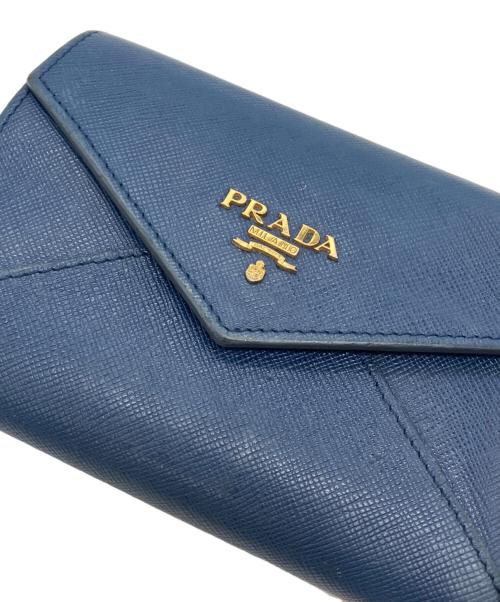 PRADA（プラダ）PRADA (プラダ) 3つ折り財布 ネイビーの古着・服飾アイテム