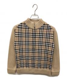 BURBERRY BLACK LABEL（バーバリーブラックレーベル）の古着「ノヴァチェックニットジャケット」｜ベージュ