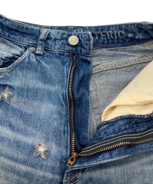 Hysteric Glamour（ヒステリックグラマー）Hysteric Glamour (ヒステリックグラマー) SEQUIN STAR刺繍 テーパードスリムデニムパンツ インディゴ サイズ:63.5cm (W25・S)の古着・服飾アイテム