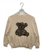 Hysteric Glamourヒステリックグラマー）の古着「BEAR PANTHERジャカード セーター」｜ベージュ