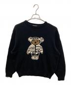 Hysteric Glamourヒステリックグラマー）の古着「BEAR PANTHERジャカード セーター」｜ブラック
