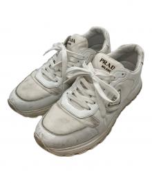 PRADA（プラダ）の古着「Prax 01 Re-Nylon ブラッシュドレザースニーカー」｜ホワイト
