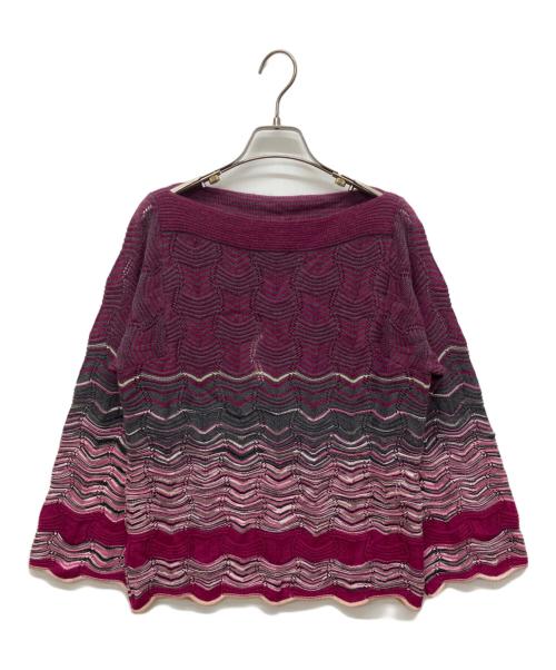 missoni（ミッソーニ）MISSONI (ミッソーニ) モヘヤブレンドボートネックニット パープル サイズ:42 未使用品の古着・服飾アイテム