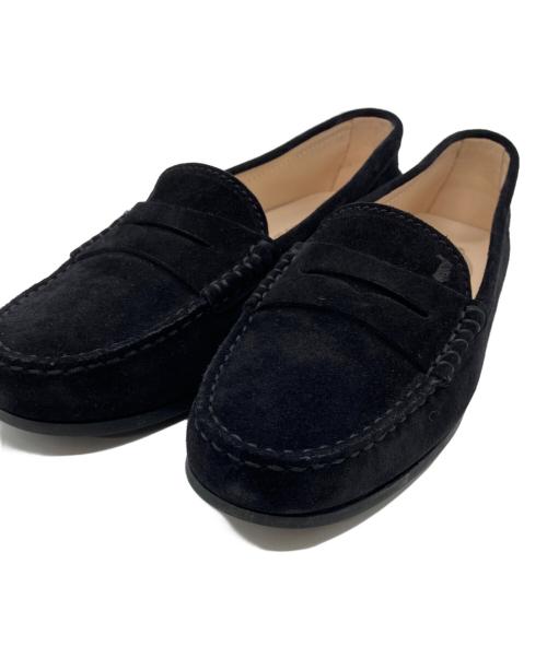 TOD'S（トッズ）TOD'S (トッズ) ラバーぺブル ゴンミーニ　スウェードドライビングシューズ ブラック サイズ:35 1/2の古着・服飾アイテム
