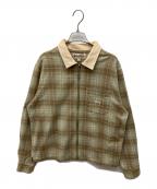 stussyステューシー）の古着「FRANK PLAID ZIP SHIRT」｜ブラウン