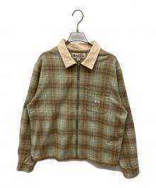 stussy（ステューシー）の古着「FRANK PLAID ZIP SHIRT」｜ブラウン