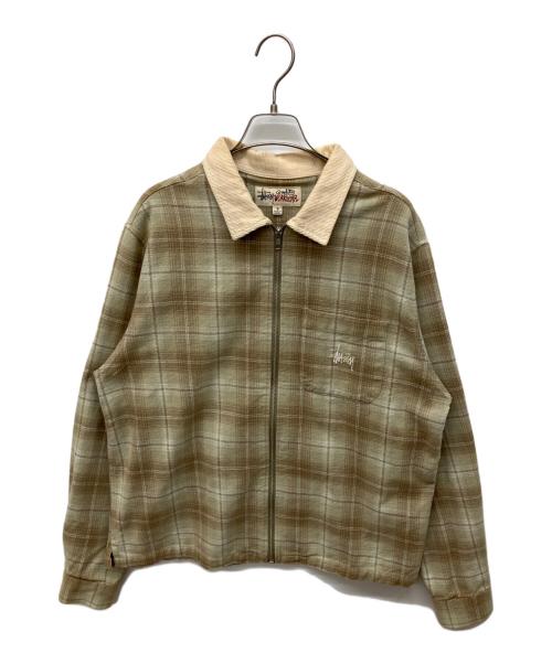 stussy（ステューシー）stussy (ステューシー) FRANK PLAID ZIP SHIRT ブラウン サイズ:Sの古着・服飾アイテム