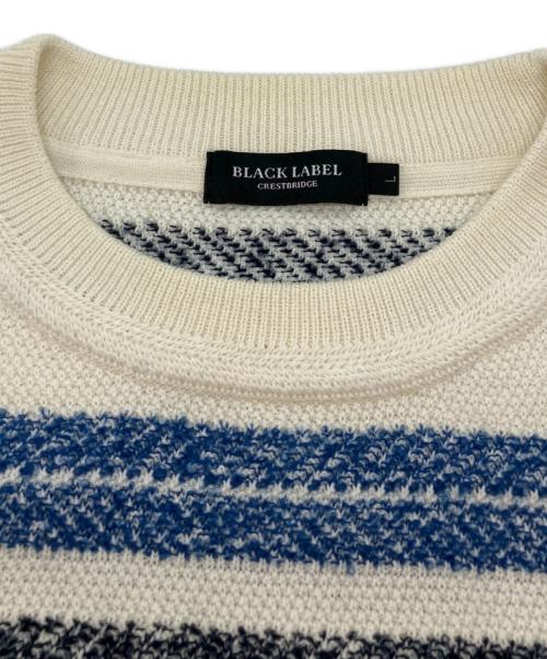 BLACK LABEL CRESTBRIDGE（ブラックレーベル クレストブリッジ）BLACK LABEL CRESTBRIDGE (ブラックレーベル クレストブリッジ) ボーダー柄クルーネックニット ホワイト サイズ:Lの古着・服飾アイテム