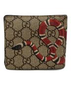 GUCCIグッチ）の古着「スネーク プリント キャンバス コインウォレット　2つ折り財部」