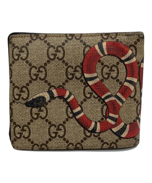 GUCCI（グッチ）GUCCI (グッチ) スネーク プリント キャンバス コインウォレット　2つ折り財部の古着・服飾アイテム