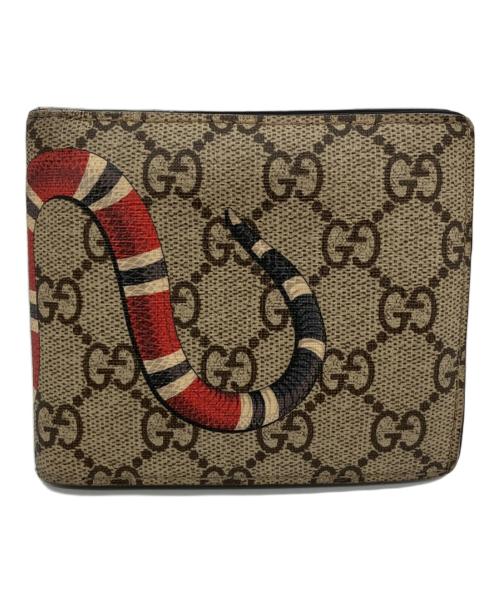 GUCCI（グッチ）GUCCI (グッチ) スネーク プリント キャンバス コインウォレット　2つ折り財部の古着・服飾アイテム
