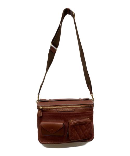 ANYA HINDMARCH（アニヤ・ハインドマーチ）ANYA HINDMARCH (アニヤ・ハインドマーチ) MULTI POCKET SATCHEL　マルチ・ポケット・サッチェル ブラウンの古着・服飾アイテム