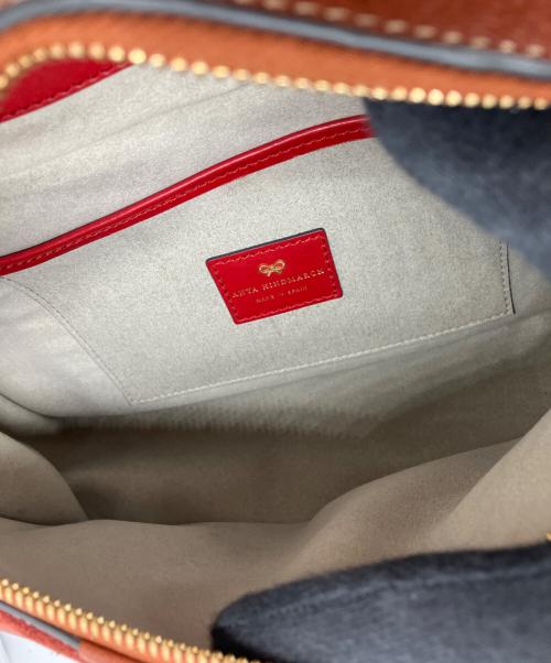 ANYA HINDMARCH（アニヤ・ハインドマーチ）ANYA HINDMARCH (アニヤ・ハインドマーチ) MULTI POCKET SATCHEL　マルチ・ポケット・サッチェル ブラウンの古着・服飾アイテム
