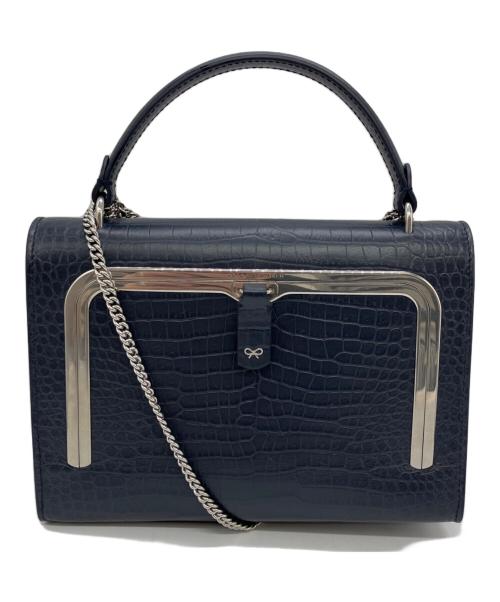 ANYA HINDMARCH（アニヤ・ハインドマーチ）ANYA HINDMARCH (アニヤ・ハインドマーチ) Small Postbox Bag ネイビーの古着・服飾アイテム