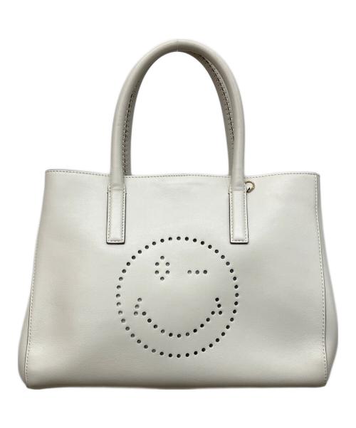 ANYA HINDMARCH（アニヤ・ハインドマーチ）ANYA HINDMARCH (アニヤ・ハインドマーチ) エブリースマイリーウインクトートバッグ アイボリーの古着・服飾アイテム