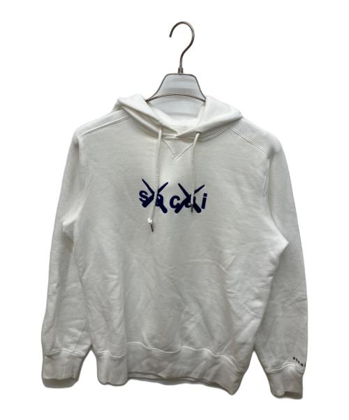 sacai（サカイ）sacai (サカイ) KAWS (カウズ) Flock Print Hooide ホワイト サイズ:2の古着・服飾アイテム