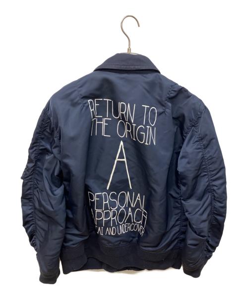 sacai（サカイ）sacai (サカイ) UNDERCOVER (アンダーカバー) コラボMA-1ジャケット ネイビー サイズ:1の古着・服飾アイテム
