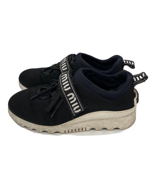 MIU MIU（ミュウミュウ）MIU MIU (ミュウミュウ) ベルクロローカットスニーカー ブラック サイズ:38の古着・服飾アイテム