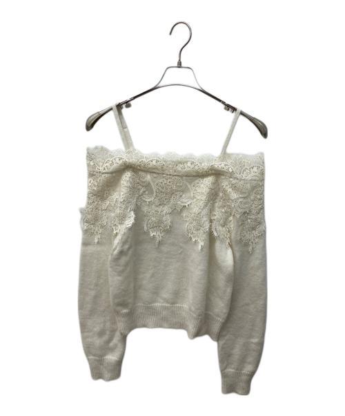 Snidel（スナイデル）Snidel (スナイデル) レーストリミングニットプルオーバー ホワイト サイズ:FREEの古着・服飾アイテム