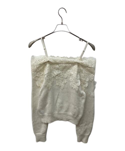 Snidel（スナイデル）Snidel (スナイデル) レーストリミングニットプルオーバー ホワイト サイズ:FREEの古着・服飾アイテム