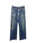 TALKING ABOUT THE ABSTRACTIONトーキング アバウト ジ アブストラクション）の古着「デニム転写スウェットパンツ」｜ブルー