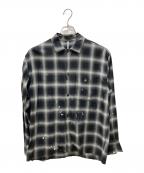 SUS SOUSシュスー）の古着「open collar check shirt」｜ブラック