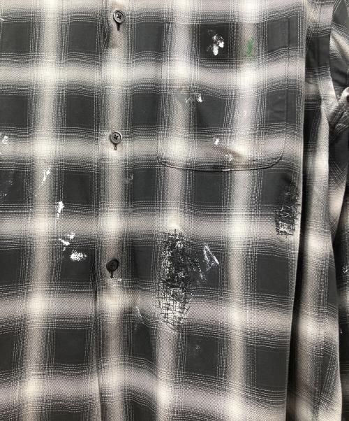 SUS SOUS（シュスー）SUS SOUS (シュスー) open collar check shirt ブラック サイズ:5の古着・服飾アイテム