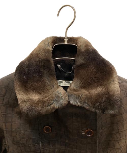 MIU MIU（ミュウミュウ）MIU MIU (ミュウミュウ) レザーコート ブラウン サイズ:40の古着・服飾アイテム