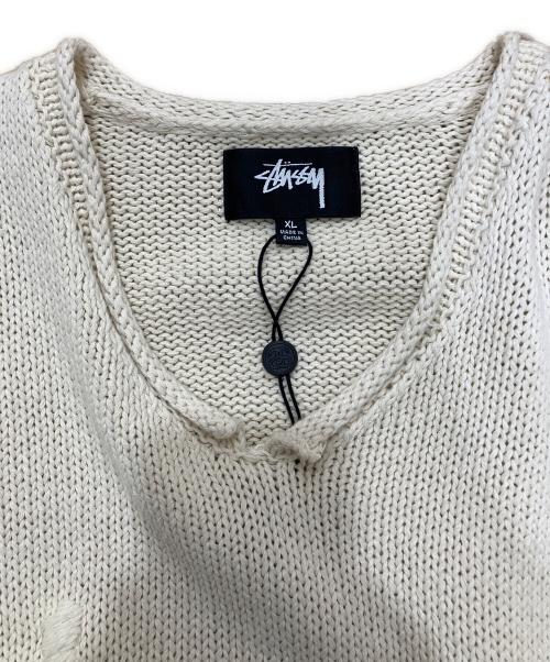 stussy（ステューシー）stussy (ステューシー) ロゴコットンリネンニット アイボリー サイズ:XLの古着・服飾アイテム