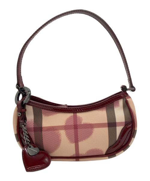 BURBERRY（バーバリー）BURBERRY (バーバリー) ミニハンドバッグ レッド×ベージュの古着・服飾アイテム