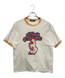 Hysteric Glamour（ヒステリックグラマー）の古着「23SS TASTE OF HYSTERIC トリム Tシャツ」｜ホワイト×オレンジ