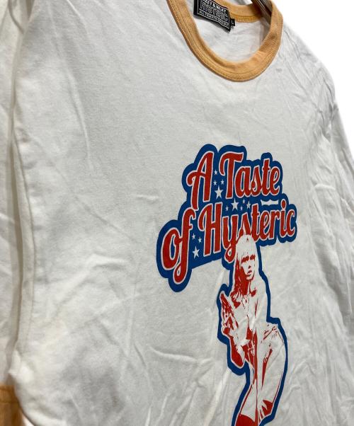 Hysteric Glamour（ヒステリックグラマー）Hysteric Glamour (ヒステリックグラマー) 23SS TASTE OF HYSTERIC トリム Tシャツ ホワイト×オレンジ サイズ:Lの古着・服飾アイテム