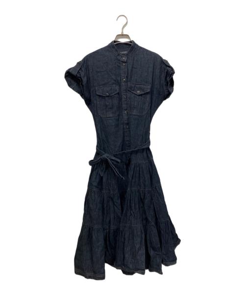 LAUREN RALPH LAUREN（ローレンラルフローレン）LAUREN RALPH LAUREN (ローレンラルフローレン) デニム ティアードワンピース ショートスリーブ ネイビー サイズ:00の古着・服飾アイテム