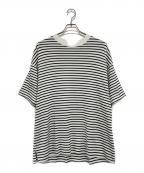 MARKAWAREマーカウェア）の古着「BOX Tee S/S ORGANIC COTTON BORDER」｜ホワイト×ブラック