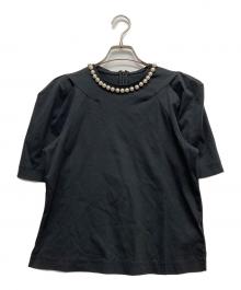 CELFORD（セルフォード）の古着「パール付きシルケットプルオーバー」｜ブラック