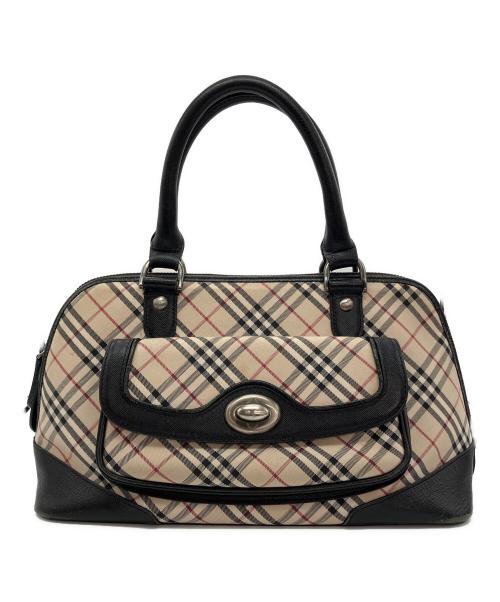 BURBERRY（バーバリー）BURBERRY (バーバリー) ノバチェック柄ハンドバッグ ベージュ×ブラックの古着・服飾アイテム
