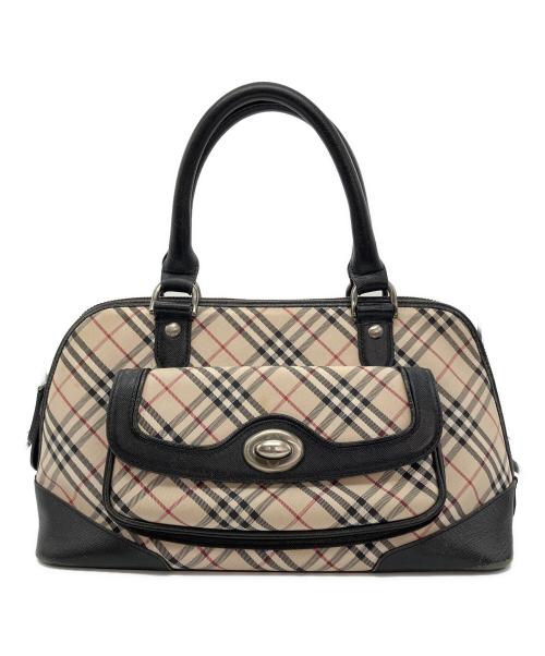 BURBERRY（バーバリー）BURBERRY (バーバリー) ノバチェック柄ハンドバッグ ベージュ×ブラックの古着・服飾アイテム