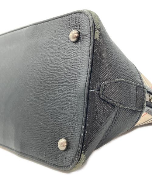 BURBERRY（バーバリー）BURBERRY (バーバリー) ノバチェック柄ハンドバッグ ベージュ×ブラックの古着・服飾アイテム