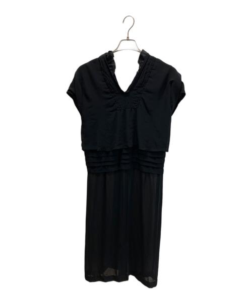 tricot COMME des GARCONS（トリココムデギャルソン）tricot COMME des GARCONS (トリココムデギャルソン) フリル ティアード ロングワンピース ブラック サイズ:Mの古着・服飾アイテム