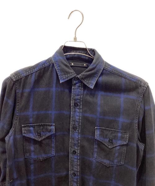 MINEDENIM（マインデニム）MINEDENIM (マインデニム) オンブレチェックシャツ ブラック サイズ:2の古着・服飾アイテム