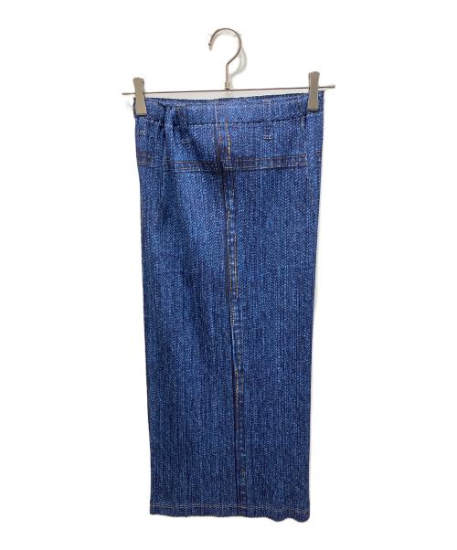 PLEATS PLEASE（プリーツプリーズ）PLEATS PLEASE (プリーツプリーズ) デニム転写スカート インディゴ サイズ:1の古着・服飾アイテム